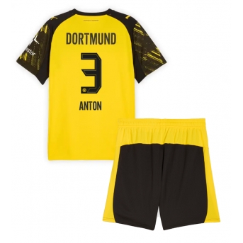 Billige Fotballdrakt Borussia Dortmund Waldemar Anton #3 Replika Hjemmedraktsett Barn 2025-26 Kortermet (med bukser)